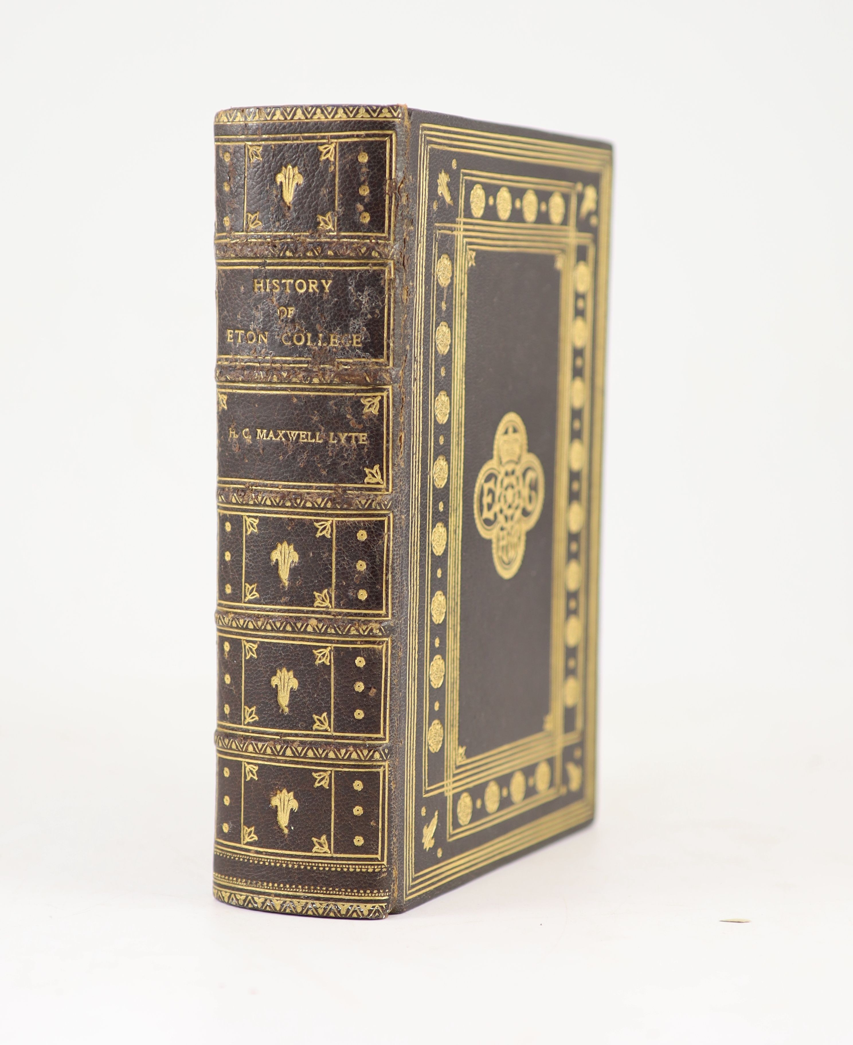 Maxwell-Lyte, Sir Henry Churchill - A History of Eton College (1440-1898). 3rd edition, revised throughout and greatly enlarged. Title page vignette, 5 plates (2 coloured and 1 coloured folding map) and 66 wood engraving